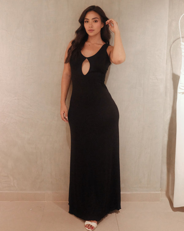 BLACK BELL DRESS – RIB PIECE EDITION